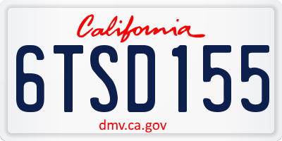 CA license plate 6TSD155