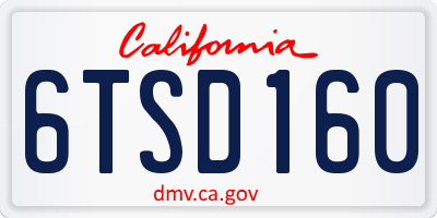 CA license plate 6TSD160