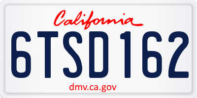 CA license plate 6TSD162