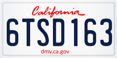CA license plate 6TSD163