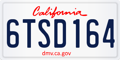 CA license plate 6TSD164