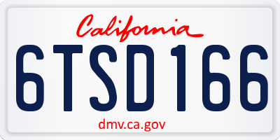 CA license plate 6TSD166