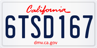 CA license plate 6TSD167
