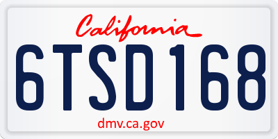 CA license plate 6TSD168