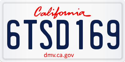 CA license plate 6TSD169