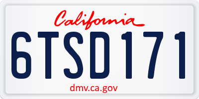 CA license plate 6TSD171
