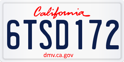 CA license plate 6TSD172