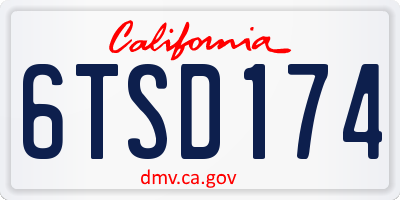 CA license plate 6TSD174