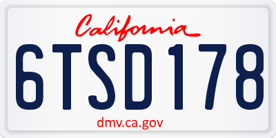 CA license plate 6TSD178