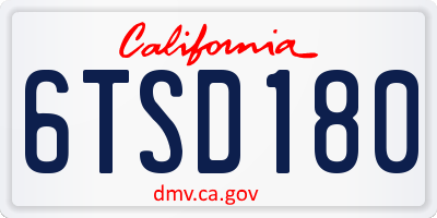 CA license plate 6TSD180