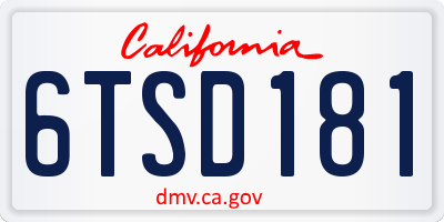 CA license plate 6TSD181