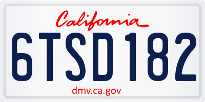 CA license plate 6TSD182