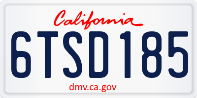 CA license plate 6TSD185