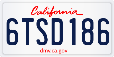 CA license plate 6TSD186