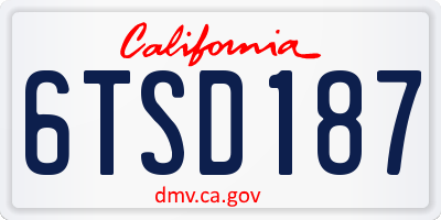 CA license plate 6TSD187