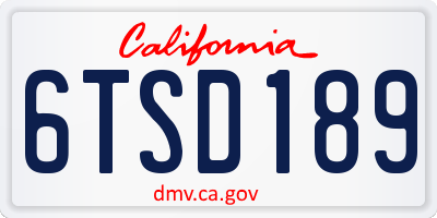 CA license plate 6TSD189