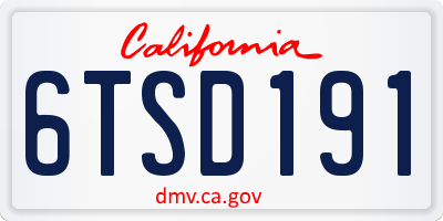 CA license plate 6TSD191