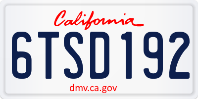 CA license plate 6TSD192