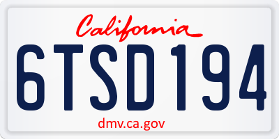 CA license plate 6TSD194