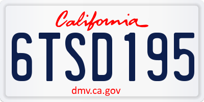 CA license plate 6TSD195