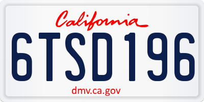 CA license plate 6TSD196