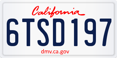 CA license plate 6TSD197
