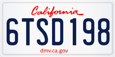 CA license plate 6TSD198