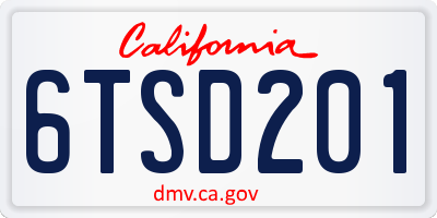 CA license plate 6TSD201