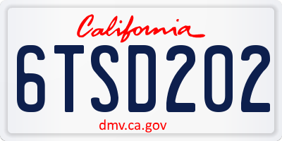 CA license plate 6TSD202