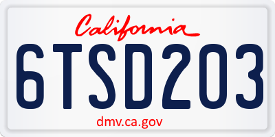 CA license plate 6TSD203