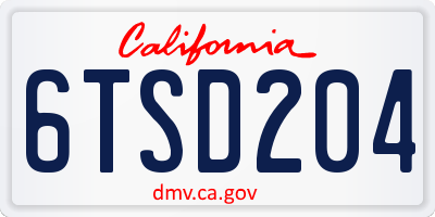 CA license plate 6TSD204