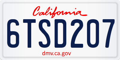 CA license plate 6TSD207