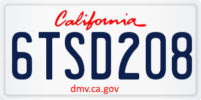 CA license plate 6TSD208