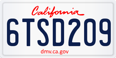 CA license plate 6TSD209