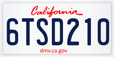 CA license plate 6TSD210