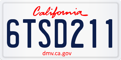 CA license plate 6TSD211