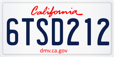 CA license plate 6TSD212