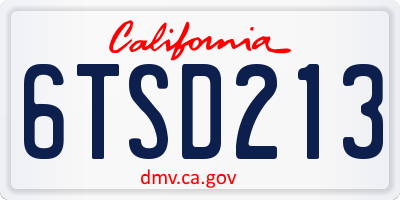 CA license plate 6TSD213