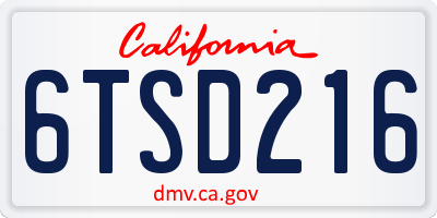 CA license plate 6TSD216
