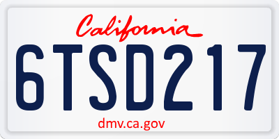 CA license plate 6TSD217