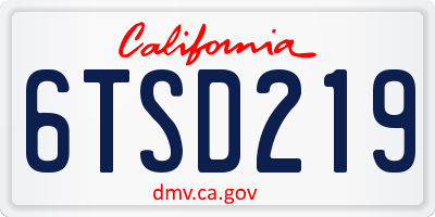 CA license plate 6TSD219