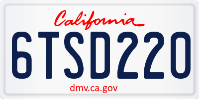 CA license plate 6TSD220