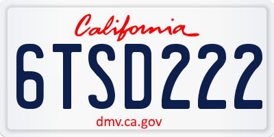CA license plate 6TSD222
