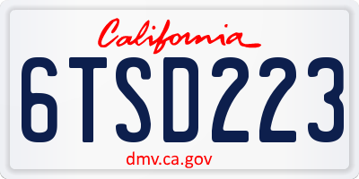 CA license plate 6TSD223