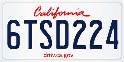 CA license plate 6TSD224