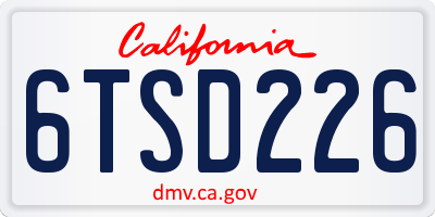CA license plate 6TSD226