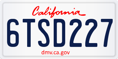 CA license plate 6TSD227