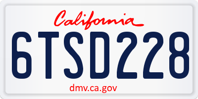 CA license plate 6TSD228