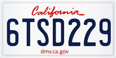 CA license plate 6TSD229