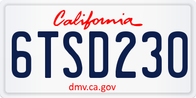 CA license plate 6TSD230